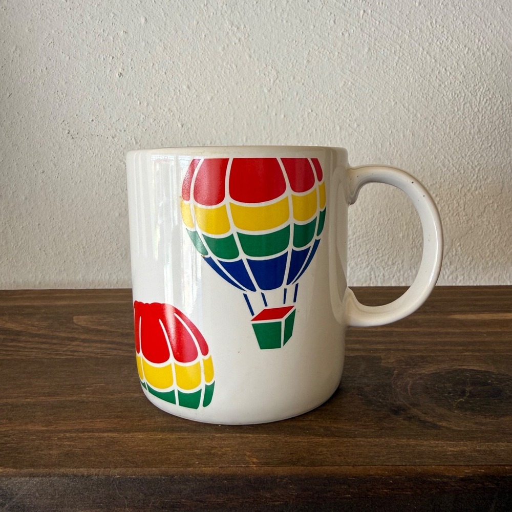 Vintage FTD Especially For You Hot Air Balloon Mug Rainbow Korea 80s Coffee Cup‎